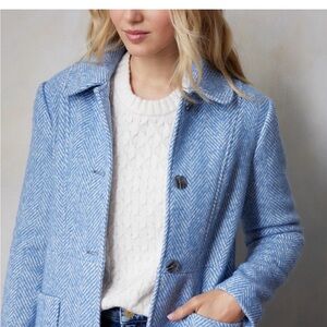 LC Lauren Conrad Light Blue Herringbone Pea Coat